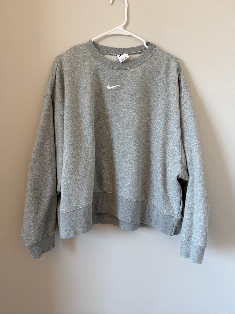 Nike Gray Crew Sweatshirt with White Swoosh